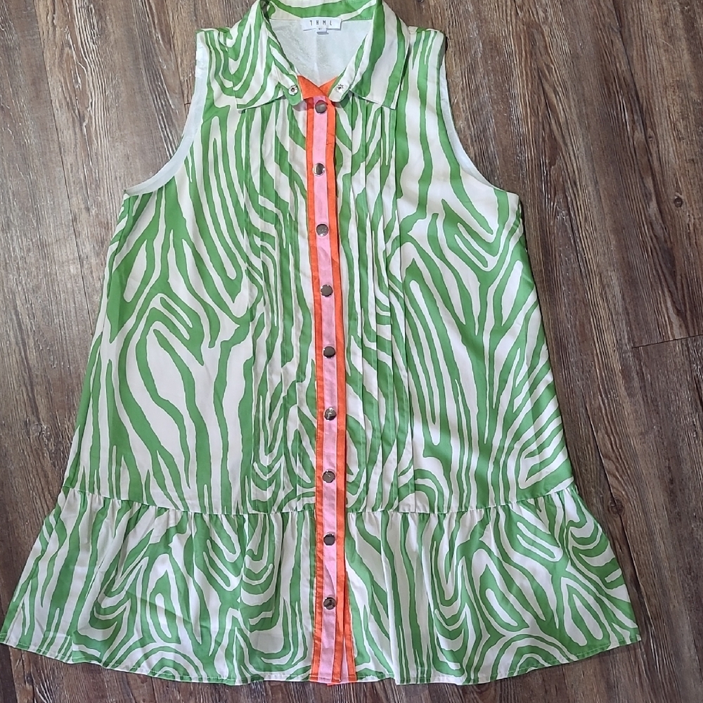 THML Green and Orange Zebra Print Dress